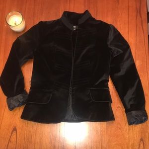 Black velvet stretch blazer